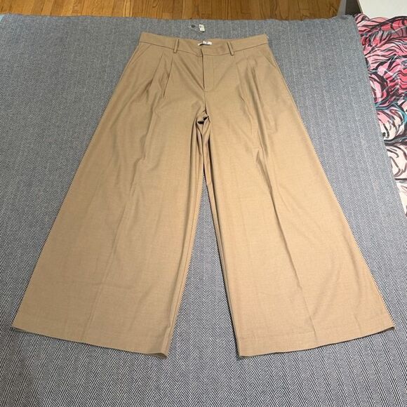 NWT Madewell The Harlow Superwide Leg Pleated Trouser Brushed Twill Tan Beige 14 - Picture 3 of 12